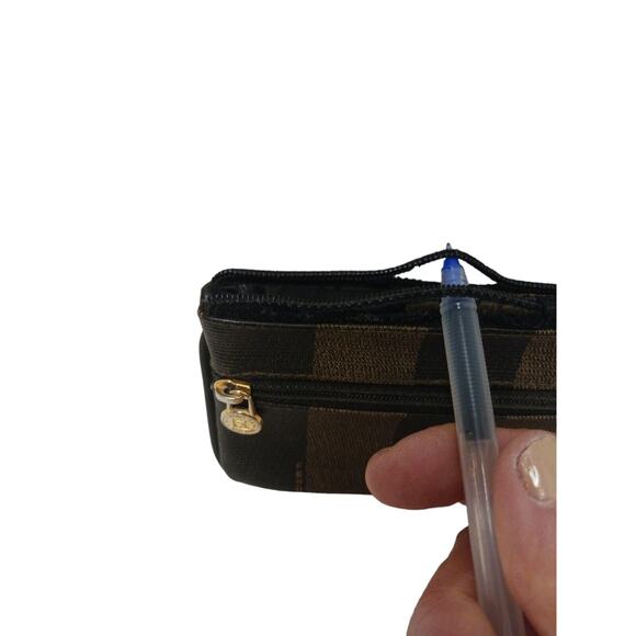 Fendi PEQUIN Zip Coin Case Business Card Case Zipper Damage Useable Clean Auth - Picture 12 of 16